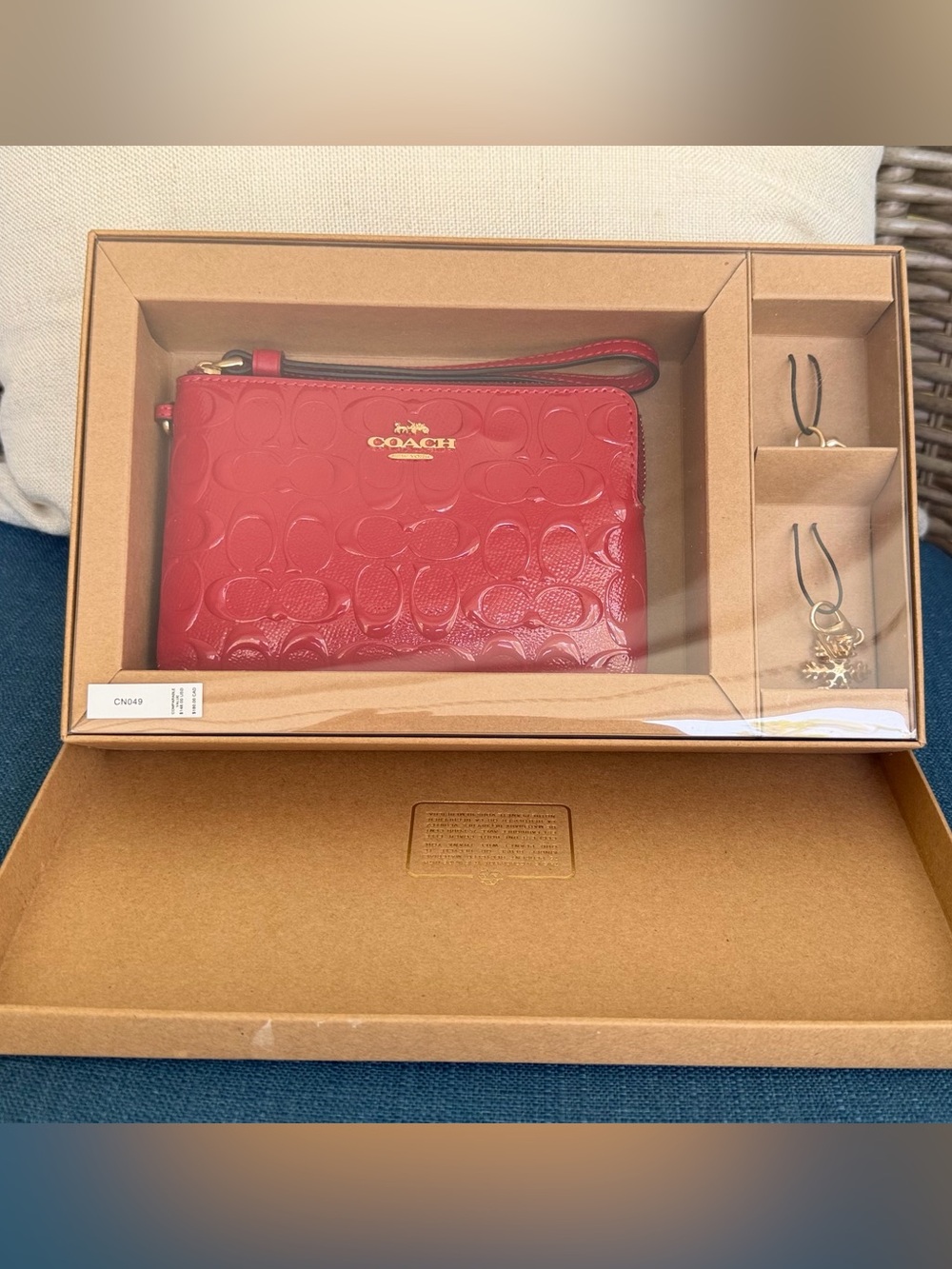 Coach Red Embossed Wristlet Gift Set (New in Box)